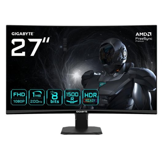 Monitor curvo Gigabyte GS27FCA de 27" VA FullHD 200Hz 1ms FreeSync Premium HDR sem cintilação