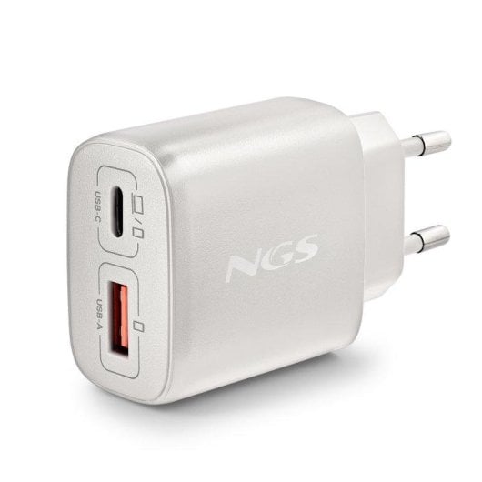 Cargador NGS EON 45W Blanco GaN USB-C PD PPS y USB-A QC3.0 Compacto