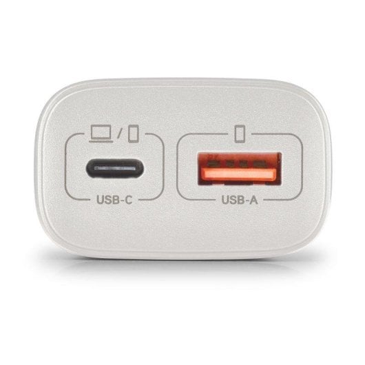 Cargador NGS EON 45W Blanco GaN USB-C PD PPS y USB-A QC3.0 Compacto