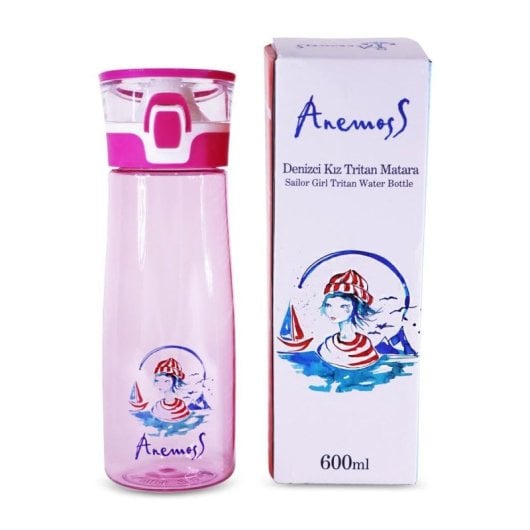 Garrafa de água Anemoss Tritan 600ml, cor roxo Sailor Girl, durável e leve.
