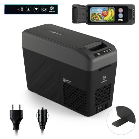 Frigorífico portátil Peme Quest 14 com compressor, 14,6 litros, para camião, preto.