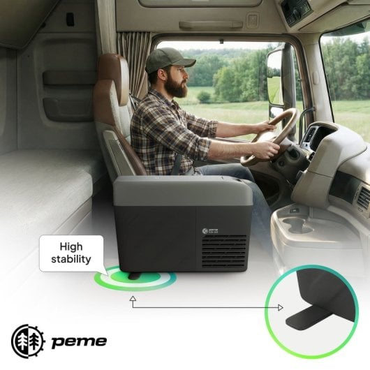 Frigorífico portátil Peme Quest 14 com compressor, 14,6 litros, para camião, preto.