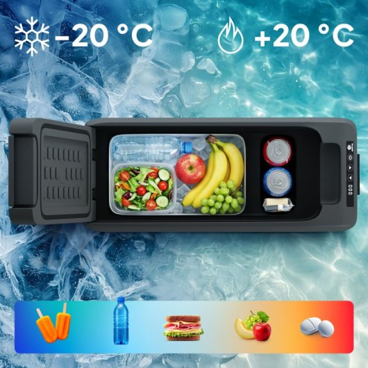 Frigorífico portátil Peme Quest 14 com compressor, 14,6 litros, para camião, preto.