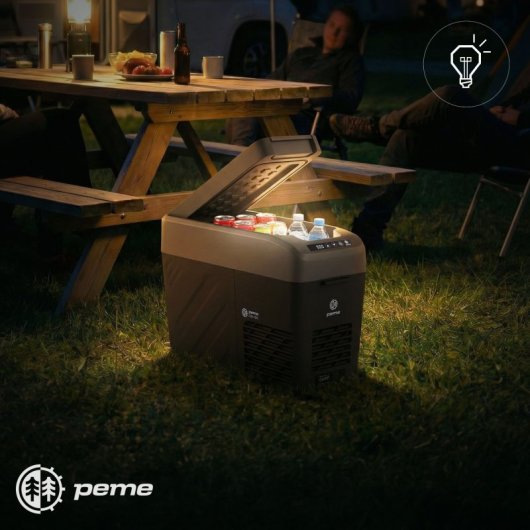 Frigorífico portátil Peme Quest 14 com compressor, 14,6 litros, para camião, preto.