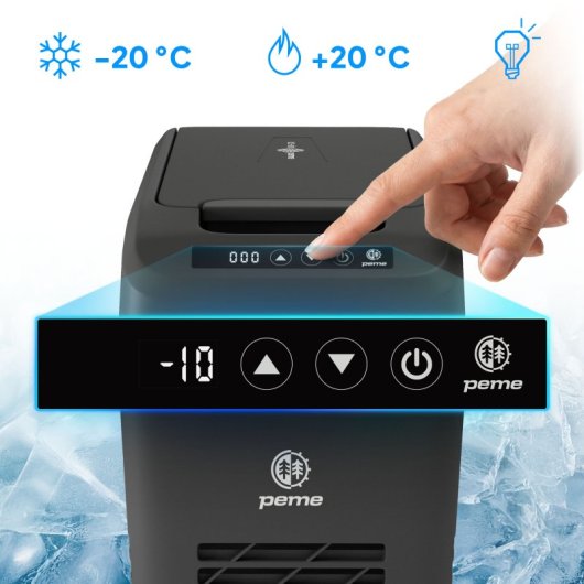 Frigorífico portátil Peme Quest 14 com compressor, 14,6 litros, para camião, preto.