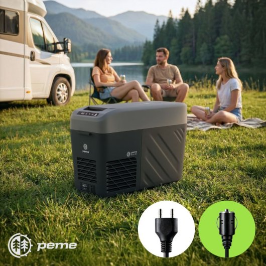 Frigorífico portátil Peme Quest 14 com compressor, 14,6 litros, para camião, preto.