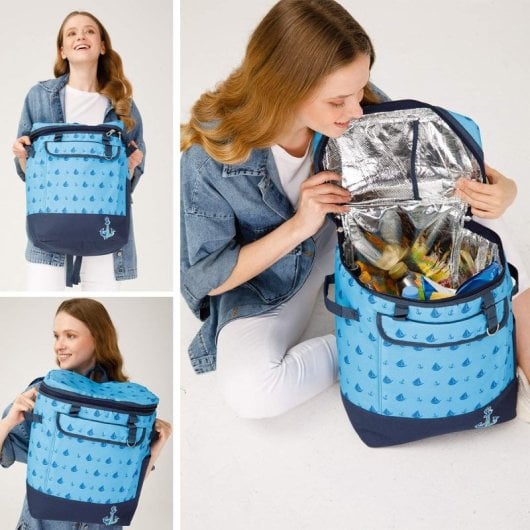 Anemoss Mochila Nevera Portátil 25l Aislante Azul Para Picnic Y Actividades Al Aire Libre