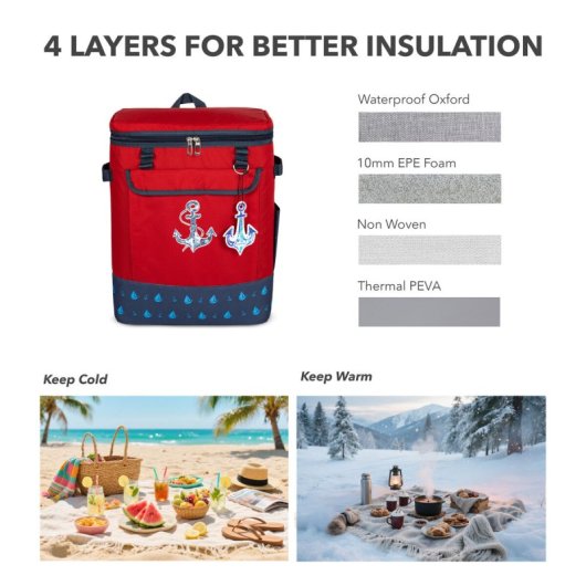 Anemoss Mochila Nevera Isotérmica 24l Portátil, Acampada, Material Tela, Unisex