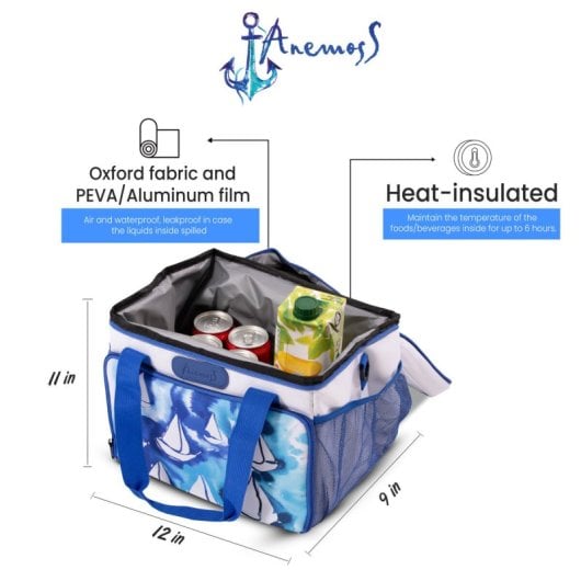 Anemoss Bolsa Nevera Isotérmica Blanca, 18,5l, Aluminio Y Poliéster Oxford