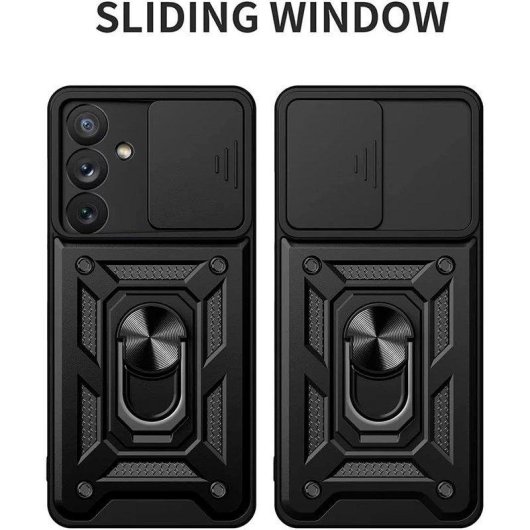 Handyhülle Cool Hard Ring Stoßfest PC TPU Aluminium Schwarz mit Ring und Magnet für Xiaomi Redmi Note 15