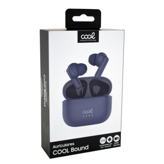 Auricolari Cool Bound wireless Bluetooth Hi-Fi con display LED e ricarica Type-C Blu Navy