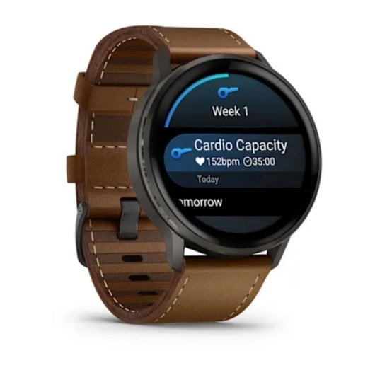 Garmin Venu 4 Bluetooth GPS 45mm AMOLED Preto Correia Castanha Grande 5ATM SpO2