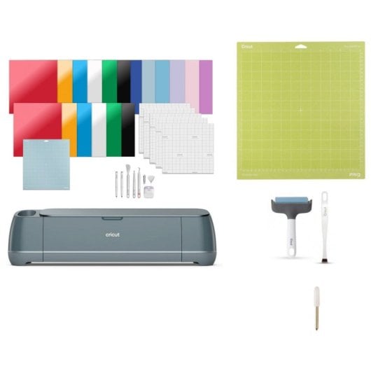 Máquina de Corte Inteligente Cricut Maker 4 Azul + Embalagem Essencial + Base de Corte Adesiva + Kit Aplicador e Removedor de Tecido + Lâmina de Substituição Premium com Ponta Fina