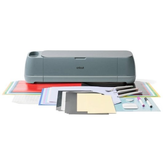 Máquina de Corte Inteligente Cricut Maker 4 Azul + Embalagem Essencial + Base de Corte Adesiva + Kit Aplicador e Removedor de Tecido + Lâmina de Substituição Premium com Ponta Fina