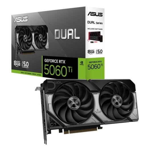 Tarjeta Gráfica ASUS GeForce RTX 5060 Ti 8GB GDDR7 DLSS4 RTX Reflex 2 AI Ventiladores