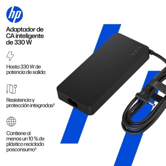 HP Cargador para portátil de 330 W Conector de 4,5mm Compatible con portátiles HP Carga rápida Negro