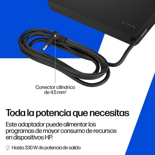 HP Cargador para portátil de 330 W Conector de 4,5mm Compatible con portátiles HP Carga rápida Negro