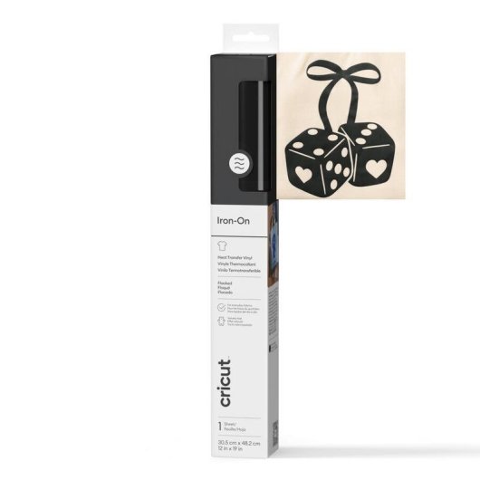 Vinile termotrasferibile Cricut Flocked Iron-On nero brillante 305 mm x 483 mm