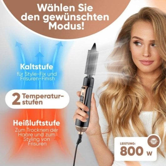 Brosse Soufflante Multifonction Clatronic HAS 3818 800W 2 Températures 3 Accessoires Noir Cuivre