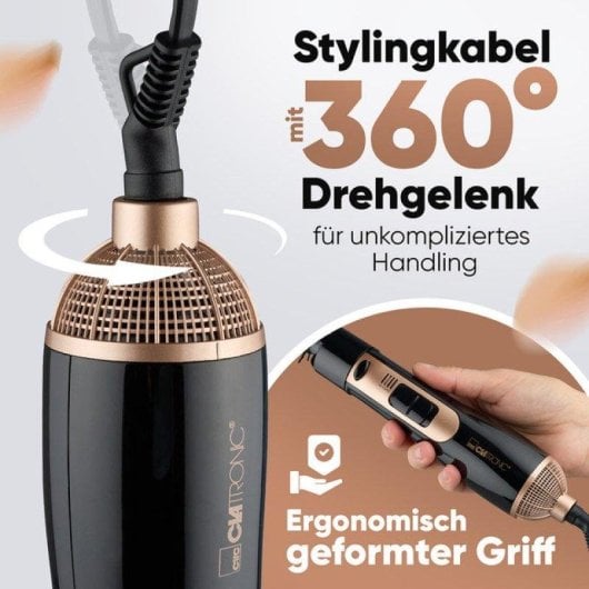 Moldeador Multifunción Clatronic HAS 3818 800 W 2 Temperaturas 3 Accesorios Cable Giratorio Negro Cobre