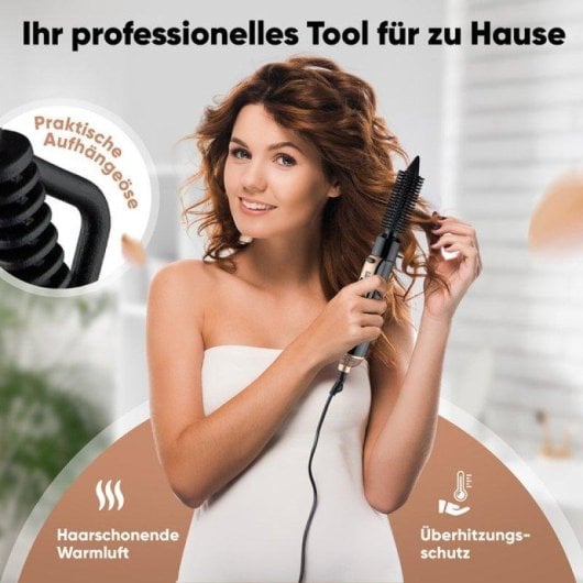 Brosse Soufflante Multifonction Clatronic HAS 3818 800W 2 Températures 3 Accessoires Noir Cuivre