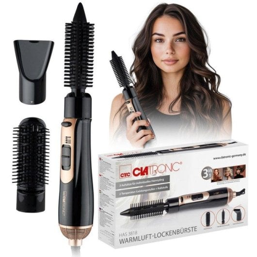 Moldeador Multifunción Clatronic HAS 3818 800 W 2 Temperaturas 3 Accesorios Cable Giratorio Negro Cobre