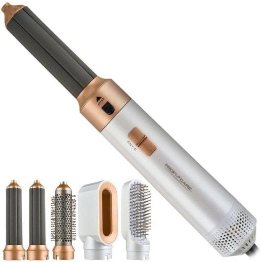 Multi-Haarstyler ProfiCare PC-HAS 3132 1000W 3 Temperaturstufen 5 Aufsätze Weiß/Gold