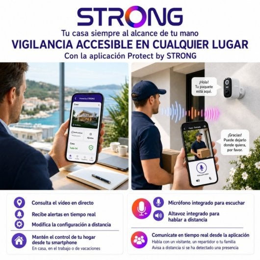 Cámara IP Strong Falky 2KS 2K Visión Nocturna Exterior Panel Solar Control por Voz Audio Bidireccional