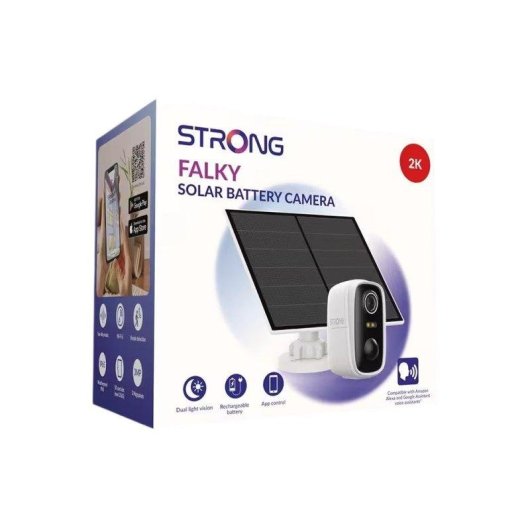 Cámara IP Strong Falky 2KS 2K Visión Nocturna Exterior Panel Solar Control por Voz Audio Bidireccional