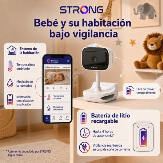 Caméra bébé Strong Dovy 2K 3MP Vision nocturne LED IR Wi-Fi
