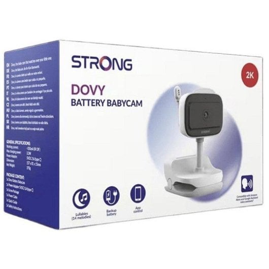Cámara vigilabebés Strong Dovy 2K 3MP Visión nocturna IR, WiFi, batería, alertas inteligentes