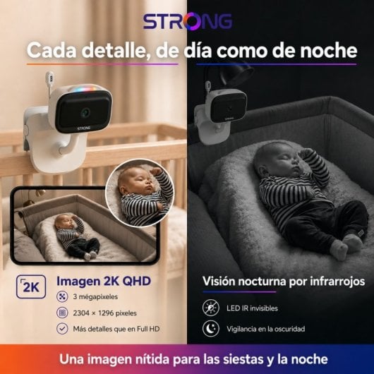 Caméra bébé Strong Dovy 2K 3MP Vision nocturne LED IR Wi-Fi