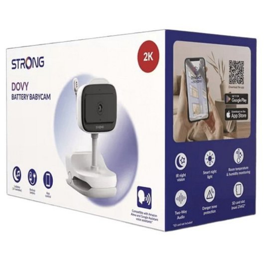 Cámara vigilabebés Strong Dovy 2K 3MP Visión nocturna IR, WiFi, batería, alertas inteligentes