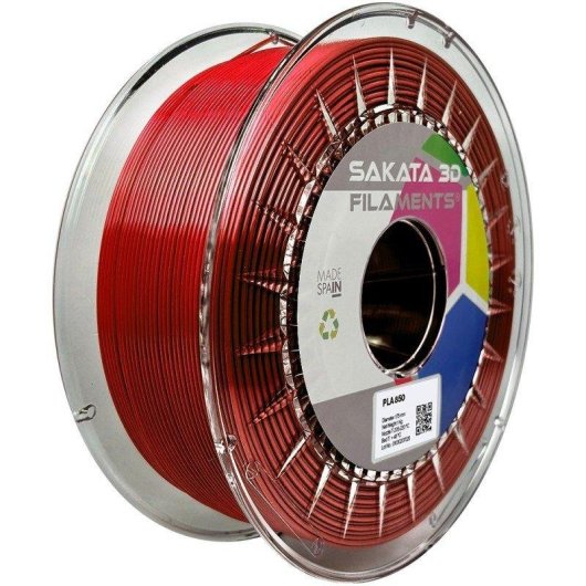 Filamento PLA Sakata 3D 850 Rojo Carmín 1,75 mm Alta Definición