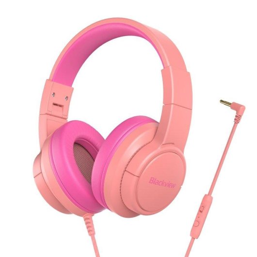 Casque Blackview FitBuds K1 filaire Jack 3,5 mm pour enfants avec micro rose