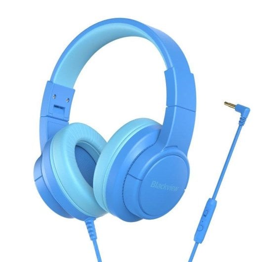 Casque Blackview FitBuds K1 filaire Jack 3,5 mm pour enfants avec micro et son 3D bleu