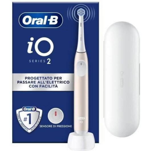 Escova de dentes elétrica Oral-B iO2 vibratória 3 modos rosa e branca com estojo