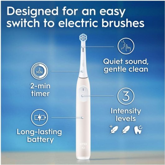Escova de dentes elétrica Oral-B iO2 vibratória 3 modos rosa e branca com estojo