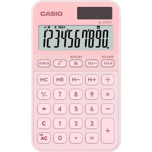 Calculadora Casio SL-310YC Rosa Claro 10 Dígitos Solar y Batería con Funda