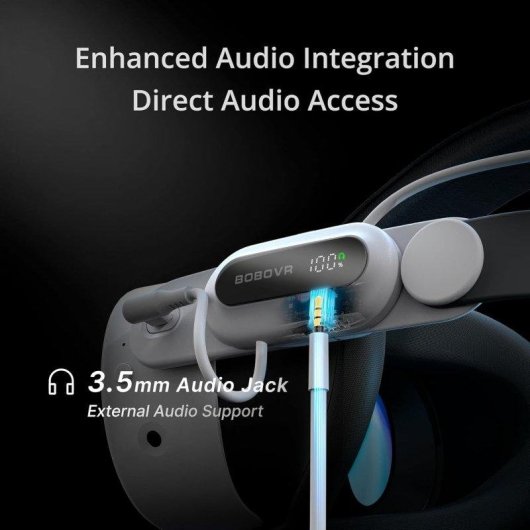 Correa de batería BOBOVR E3 Pro para Meta Quest 3/3S carga rápida y audio 3,5 mm
