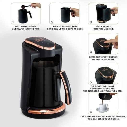 Cafetière turque électrique Any Morning Inox 250 ml 400 W double bec