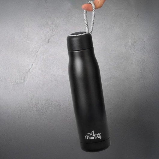 Bouteille thermique Any Morning 600 ml acier inoxydable noir antifuite 8h chaud