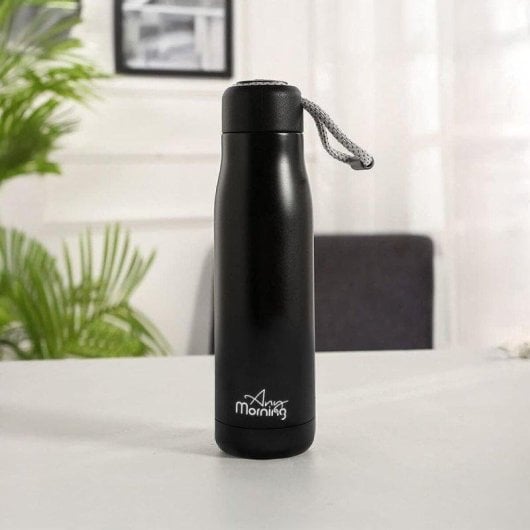 Bouteille thermique Any Morning 600 ml acier inoxydable noir antifuite 8h chaud
