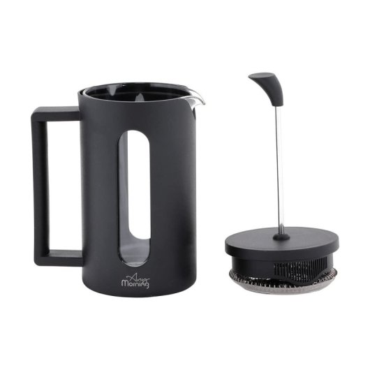 Cafetière à piston Any Morning Espresso 600 ml acier inoxydable verre noir