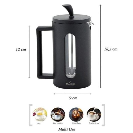 Cafetière à piston Any Morning Espresso 600 ml acier inoxydable verre noir