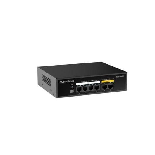 Switch Ruijie RG-ES106F-P 6x RJ45 10/100Mbps 4x PoE+ 2x Uplink Metallo