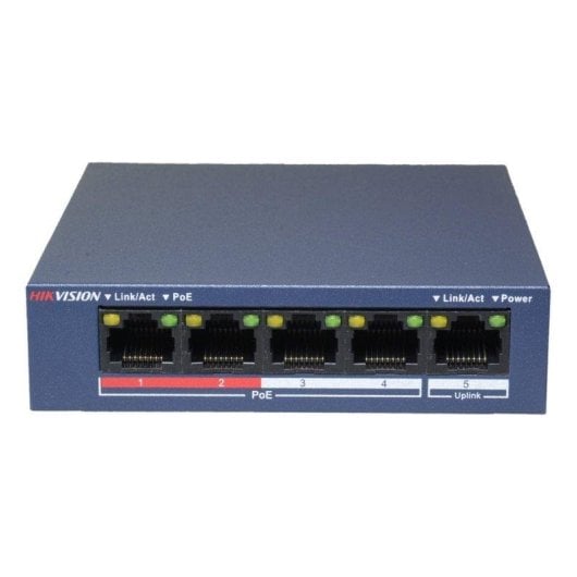 Switch Hikvision DS-3E0105P-E/M 5 Porte PoE L2 10/100 Mbps Metallo