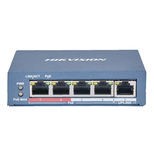 Switch Hikvision DS-3E0105P-E(B) 4x PoE 1x Uplink Metallo Senza Ventola