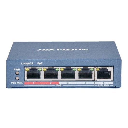 Switch Hikvision DS-3E0105P-E(B) 4x PoE 1x Uplink Metallo Senza Ventola
