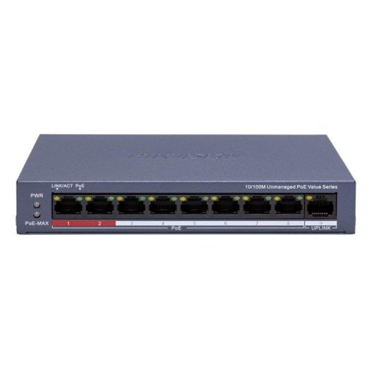Switch Hikvision DS-3E0109P-E/M(C) 8 ports PoE 10/100 Mbps + 1 Uplink RJ45 Bleu